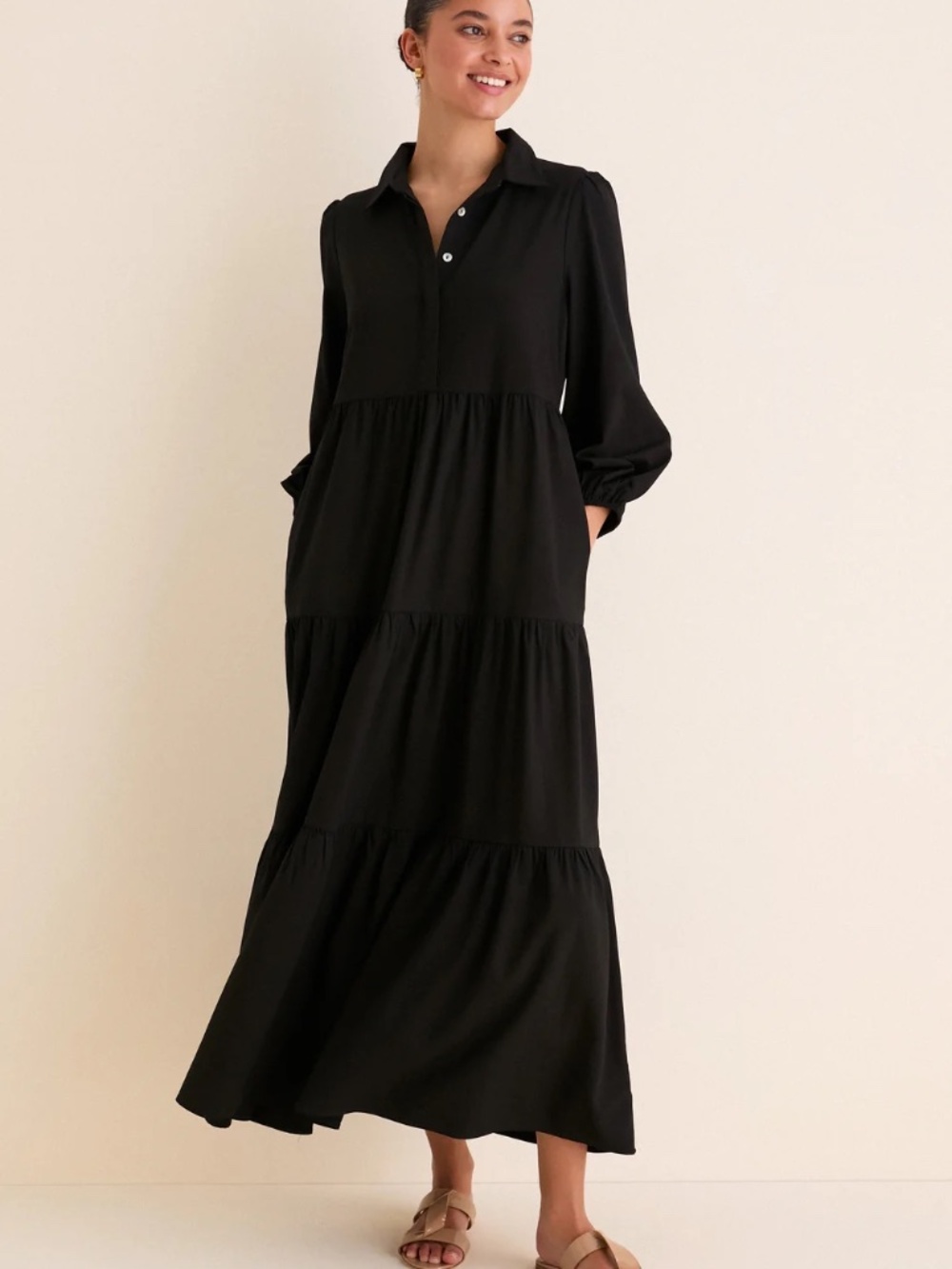 Tuckernuck Pomander Place Crepe Mabel Maxi Dress Black Size Medium